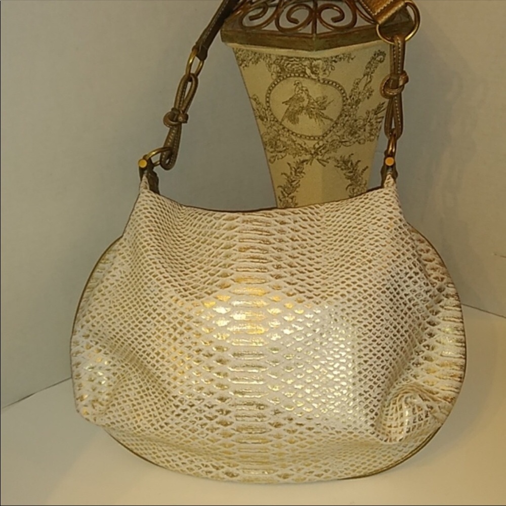 Maxx New York Gold & White Croc HOBO Bag